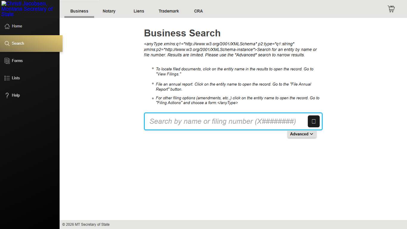 Search | Official Montana Secretary of State