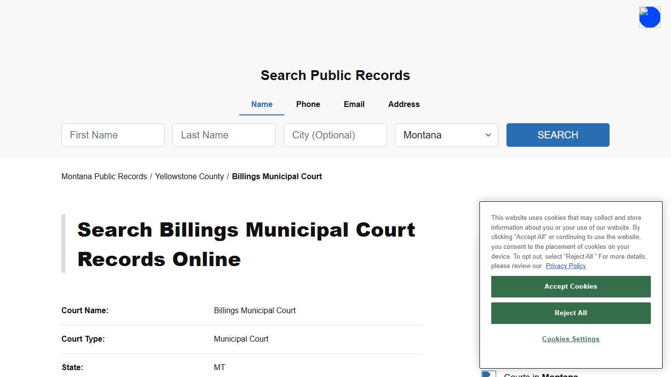 Billings Municipal Court - Yellowstone - Montana - TPI